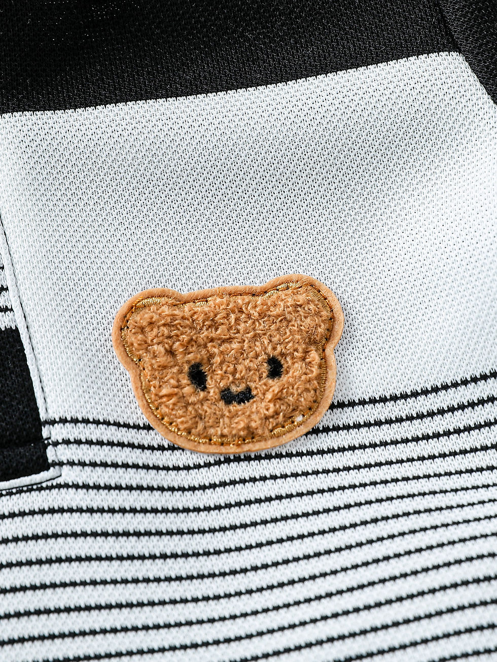 Thumbnail: Children’s Summer New Arrival Boys’ Regular Striped Teddy Bear Short T-Shirt