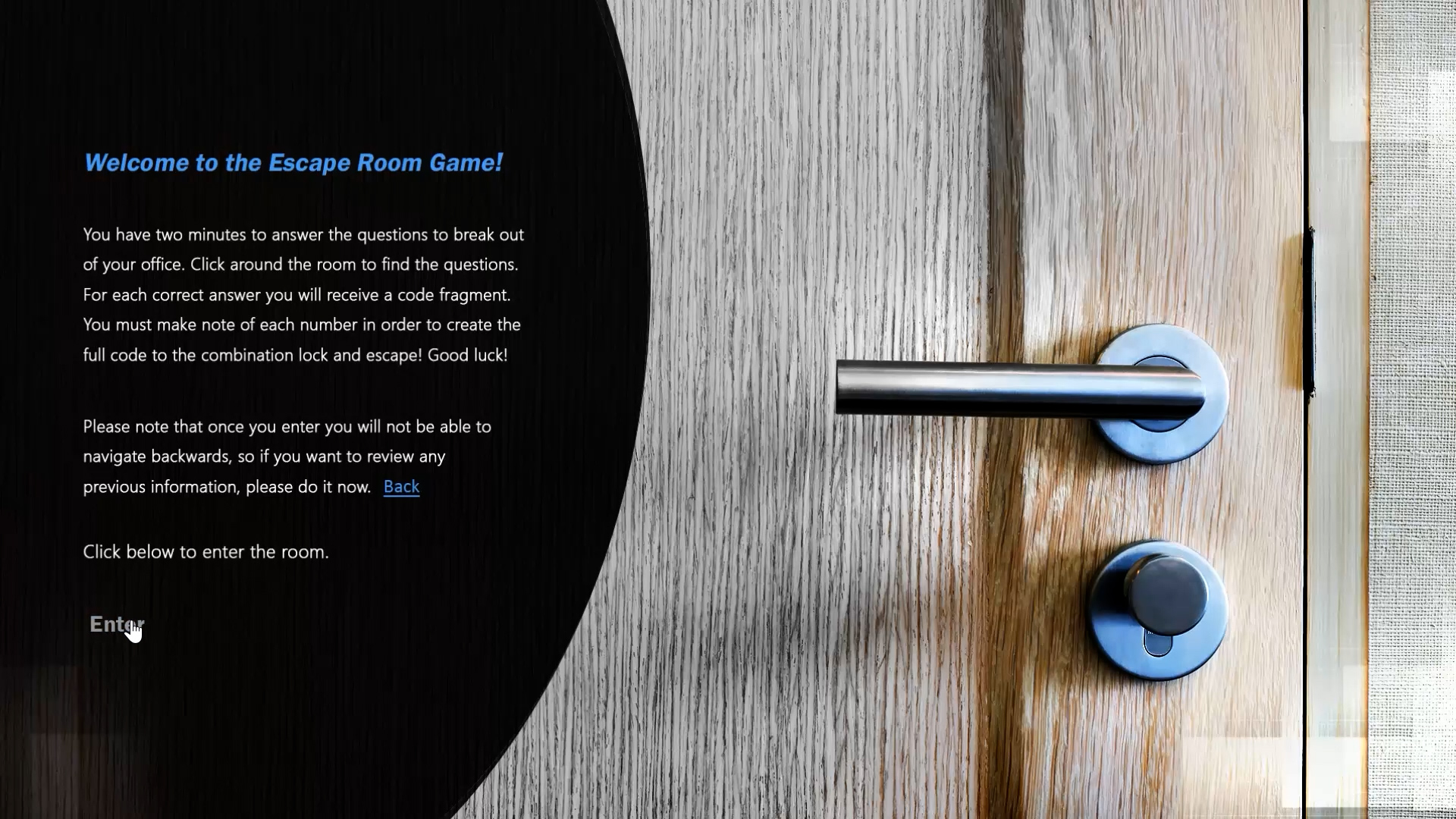 Escape Room Quiz Intro