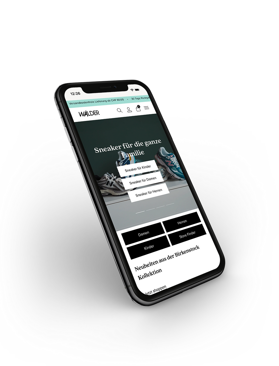 Mobile Ansicht Walder Onlineshop, E-Commerce