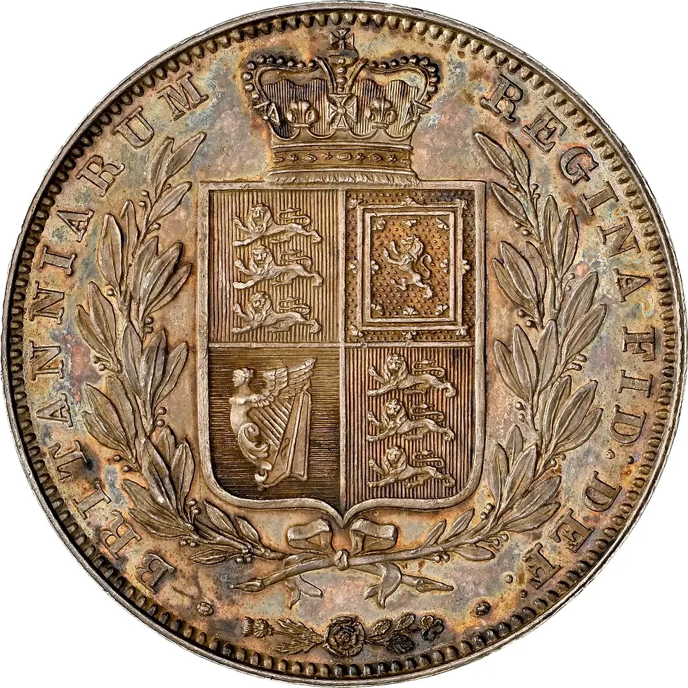 サムネイル： 英1/2クラウン銀貨　1839　ヤングヴィクトリア