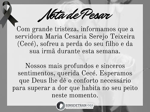 sinsdetran detran maranhão nota de pesar