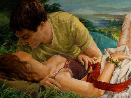 Amoureux sur l'herbe des rêves