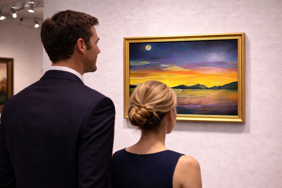 Thumbnail: Sunset Landscape  Oil Painting Purples Blue Yellow Orange Gold 20x16 