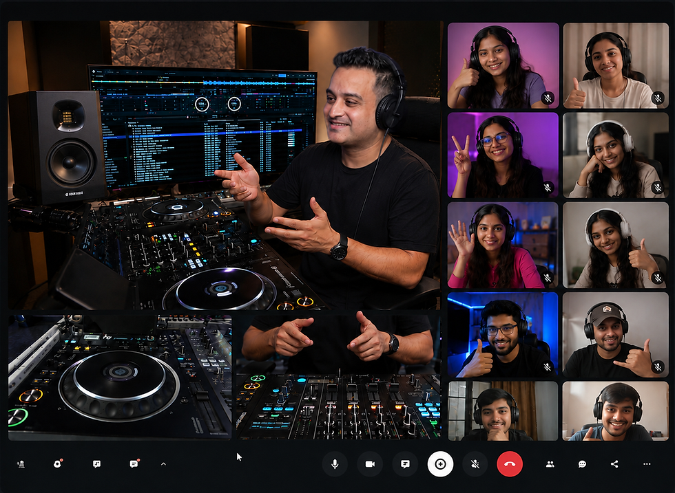 dj anish anand teaching djing onlne from dj training academy nw delhi and students online