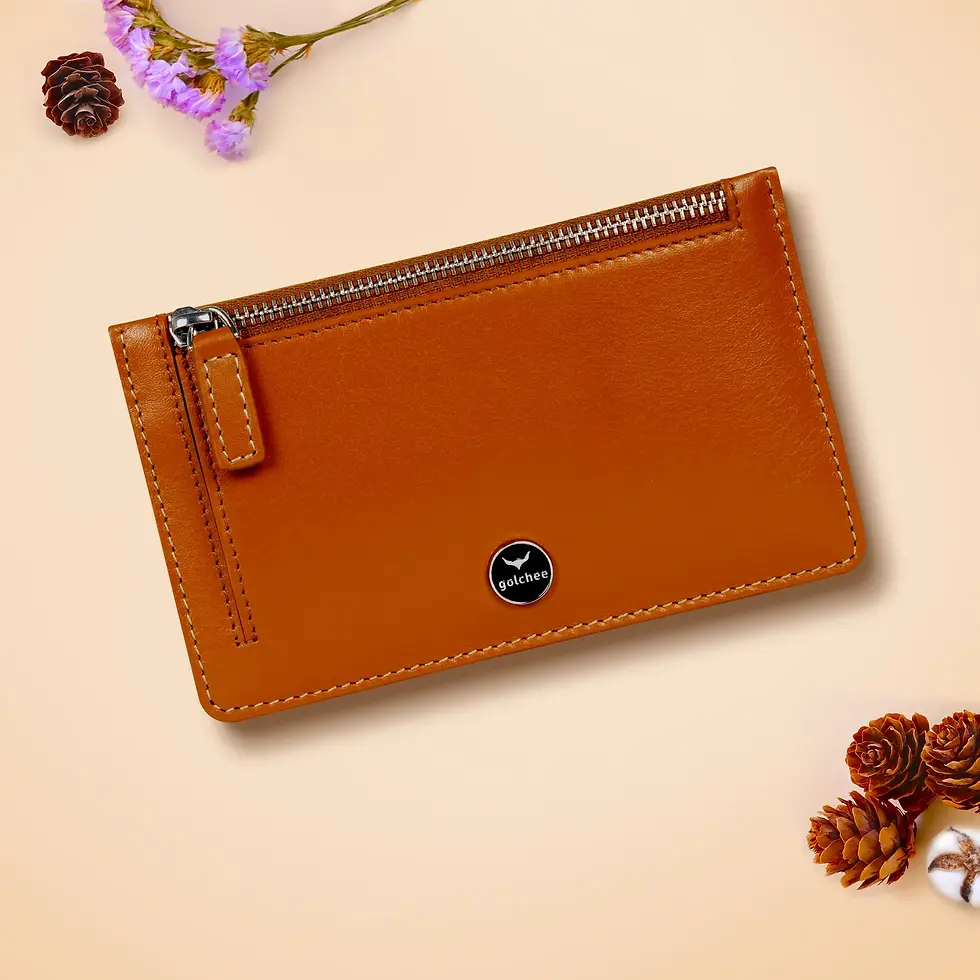 Thumbnail: Women's Card Holder - RFID Blocked - Full Grain Premium Leather - Tan