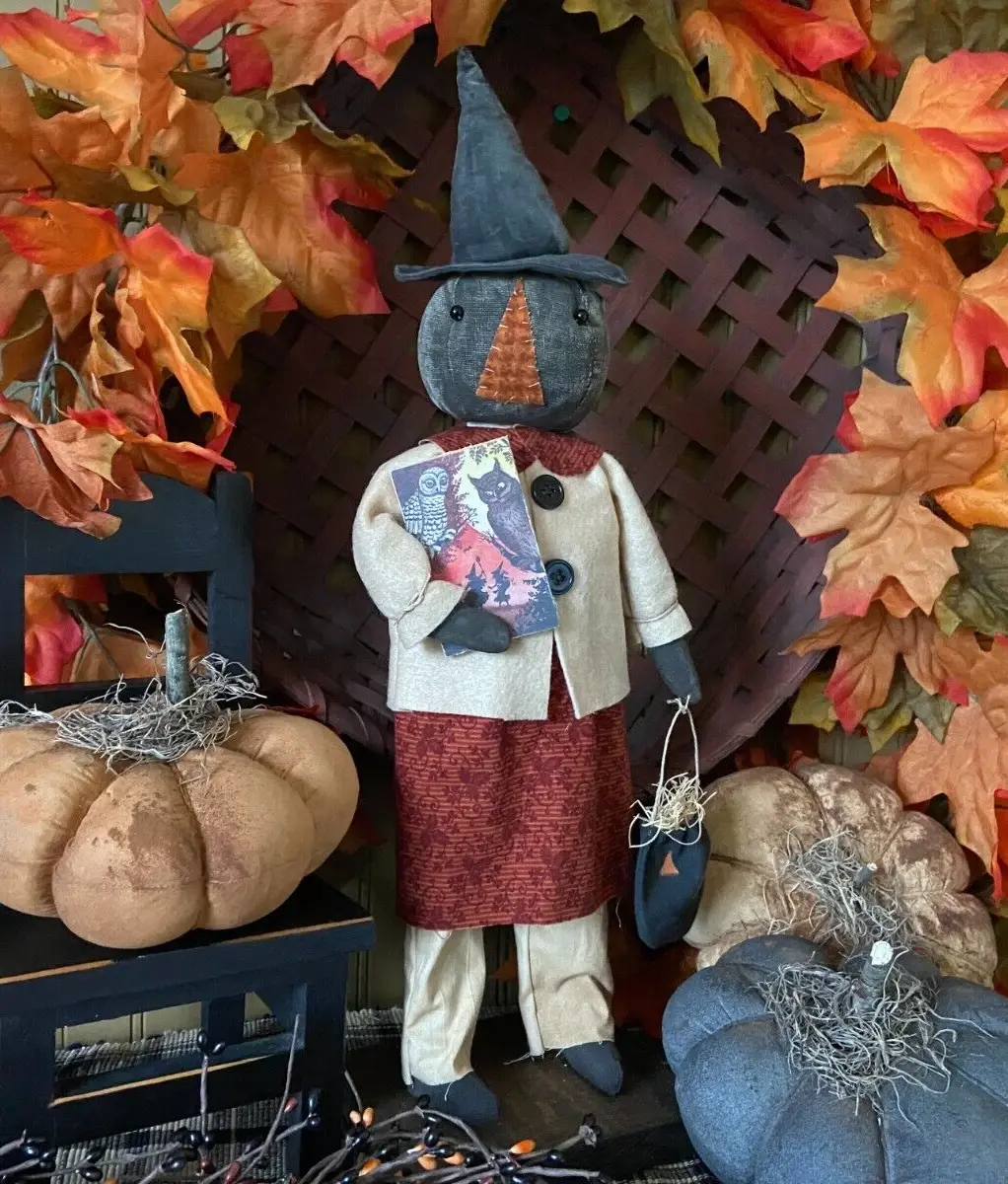 Handcrafted Pumpkin Witch Doll