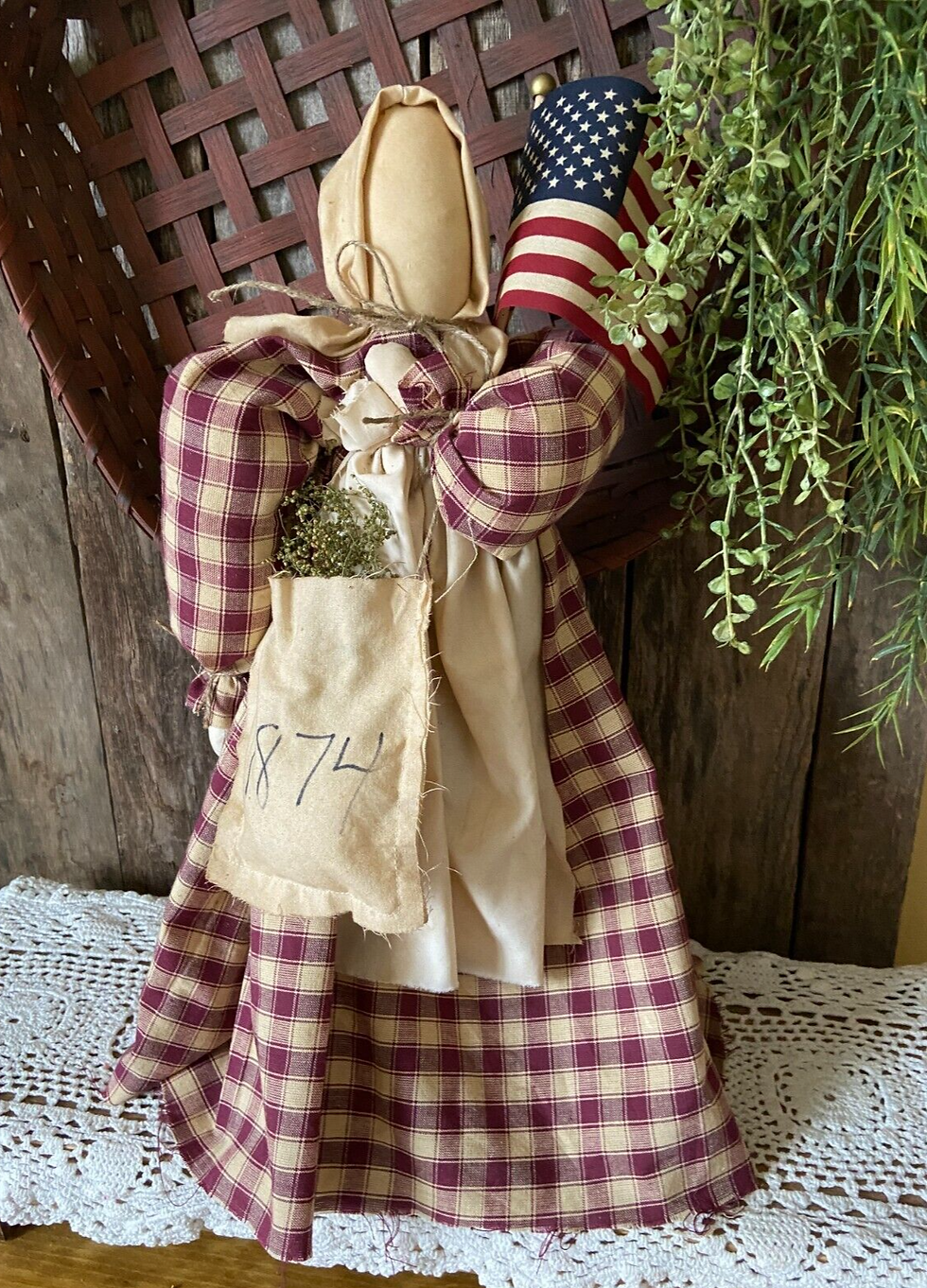 Handcrafted Patriotic Prairie Doll W/ Sweet Annie