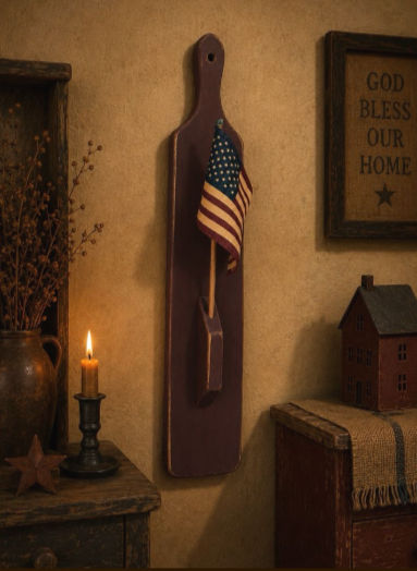 Handcrafted Burgundy Wood Wall Flag Hanger