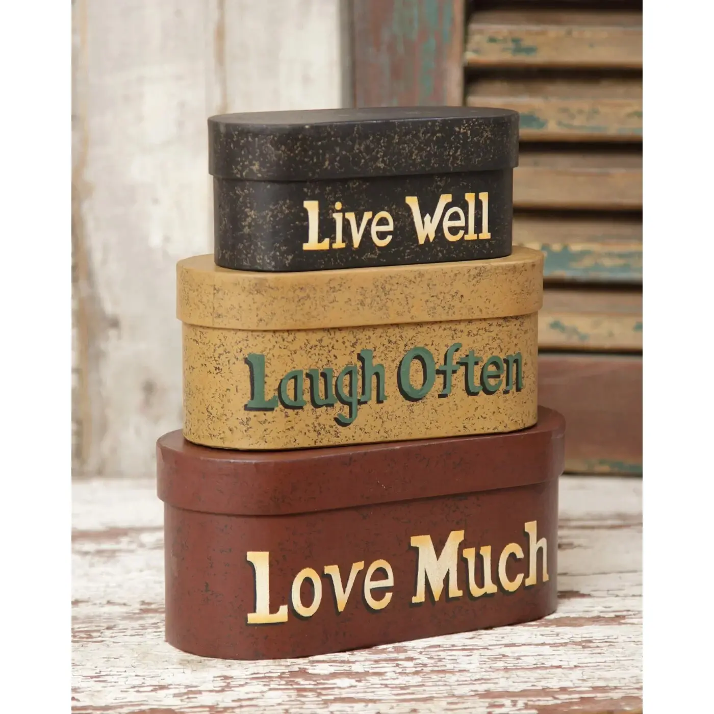 3 Piece LIVE LAUGH LOVE Oval Nesting Storage Boxes