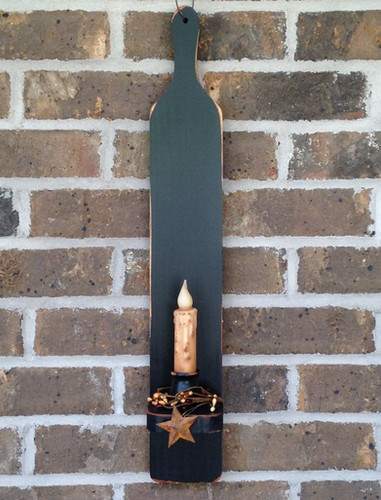Picture of Distressed Wood Paddle Candle Sconce W/Berries | N.E. Country Barn