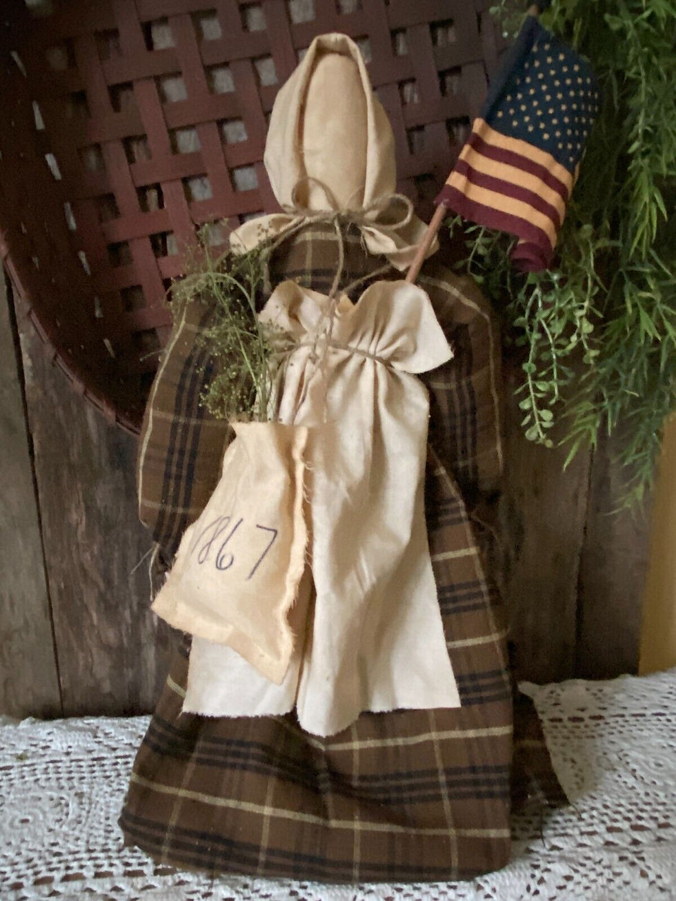 Handcrafted Patriotic Prairie Doll W/ Sweet Annie