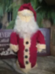 Handcrafted Vintage Cranberry Wool SANTA