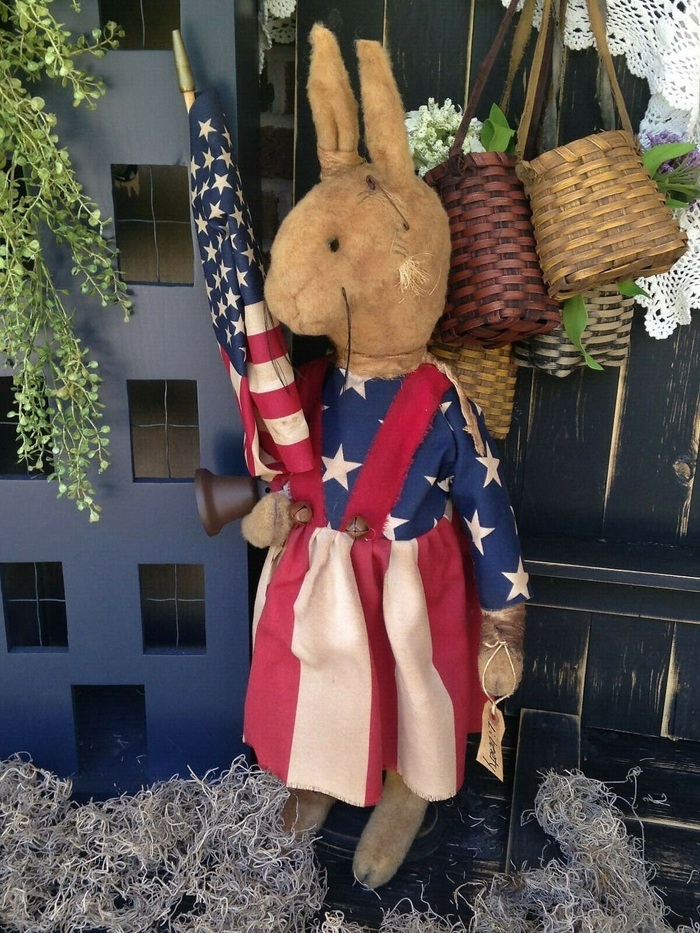 Handcrafted Patriotic 31" Standing LIBERTY Bunny