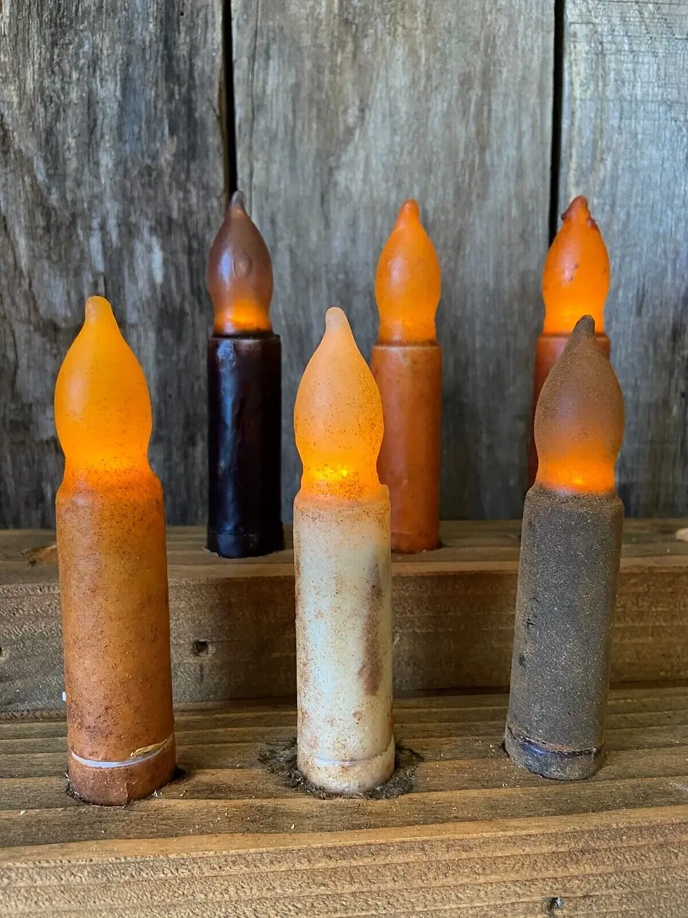 4" Wax Dip Flickering Timer Taper Candles / 5 Colors