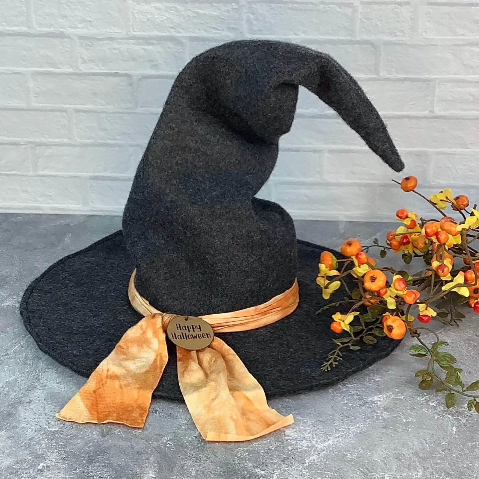 Festive Black Witch Hat Centerpiece Decor
