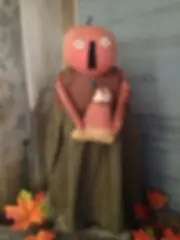 Handcrafted Orange Pumpkin Girl W/ Candy Corn