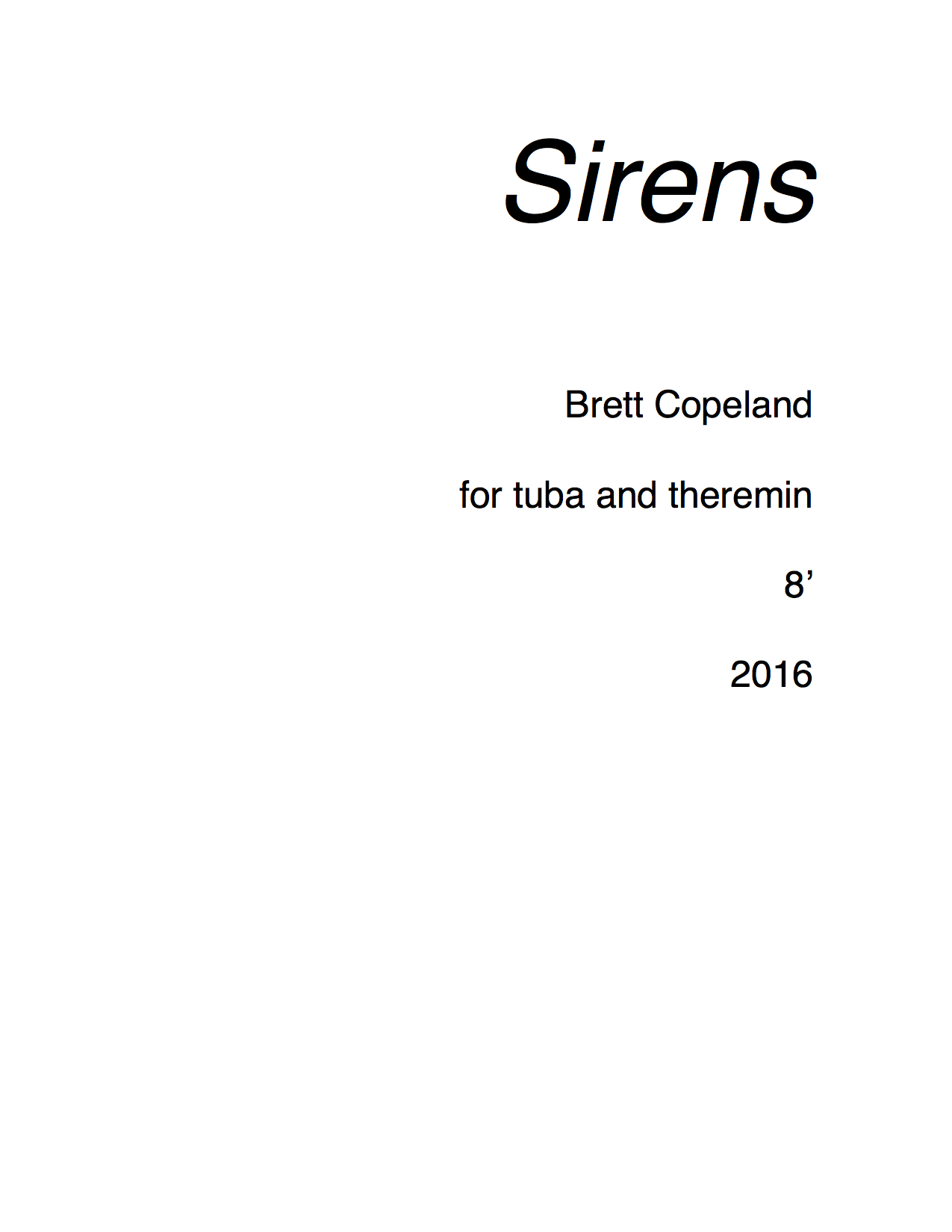 Sirens - for tuba and theremin