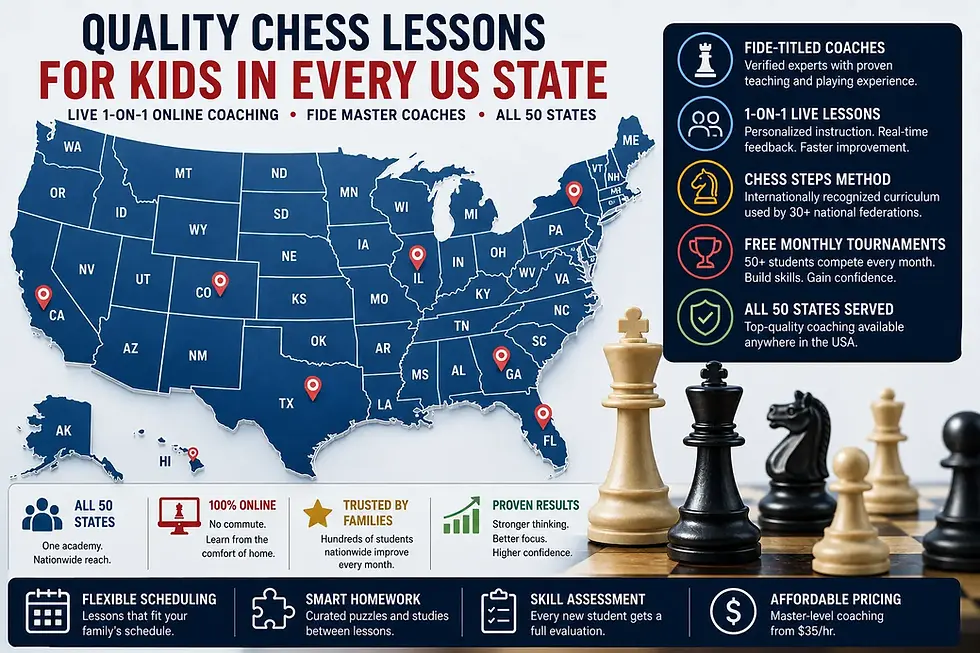 Best Chess Lessons for Kids in Every US State (2026 Guide)