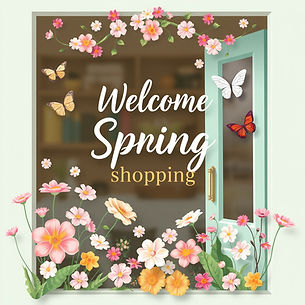 a beautgul welcome banner for sping shopping, flowers butterflies a lot of spring vibes .jpg