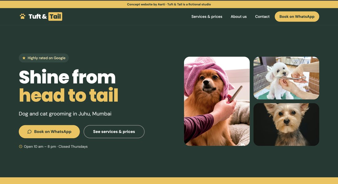 Homepage of the Tuft and Tail website