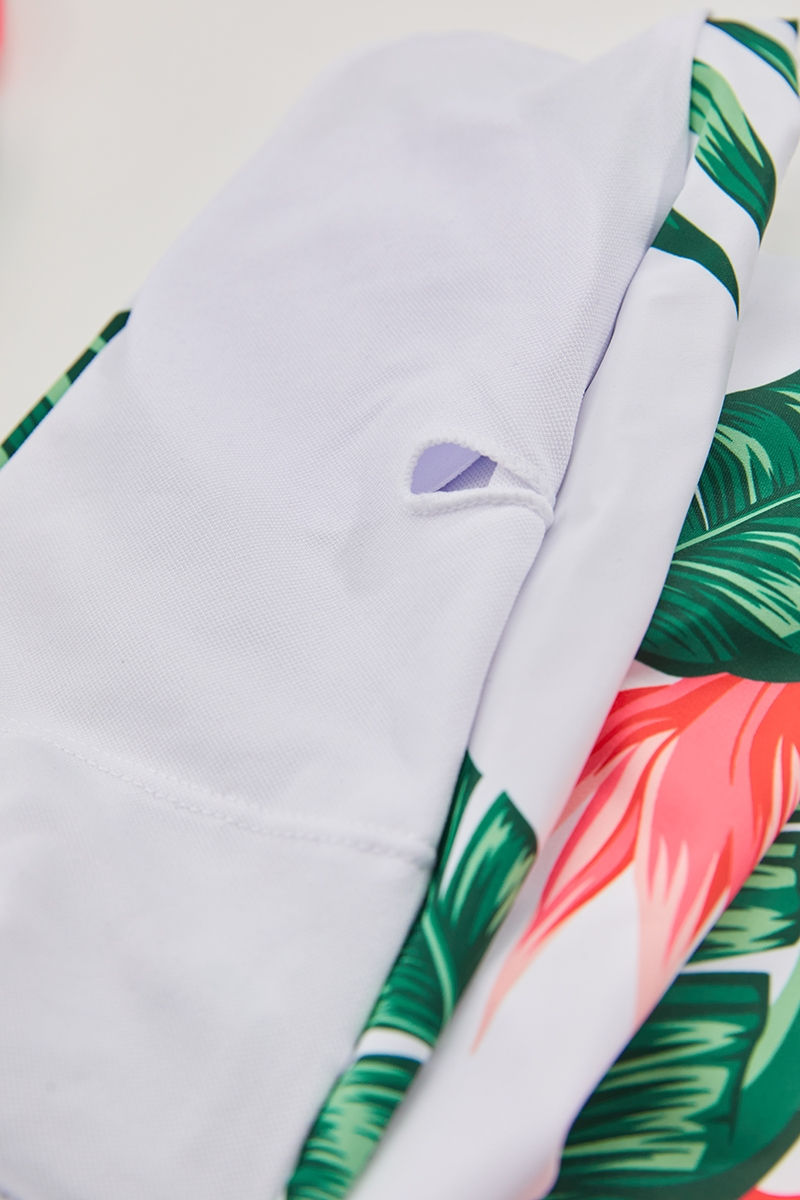 Thumbnail: Leaf & Flower Halter Neck Deep V Sexy One-Piece