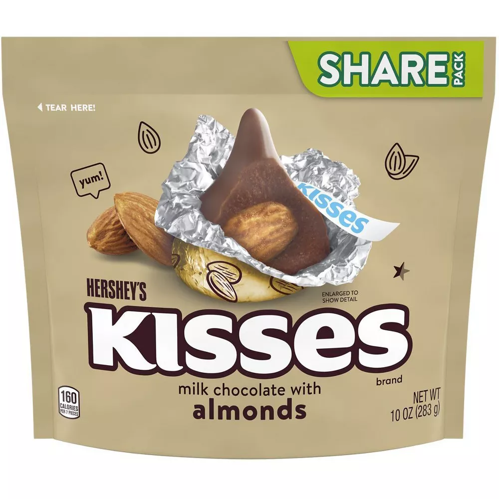 Hersheys Kisses milk chocolate with almonds valentines day candy for galentines gift