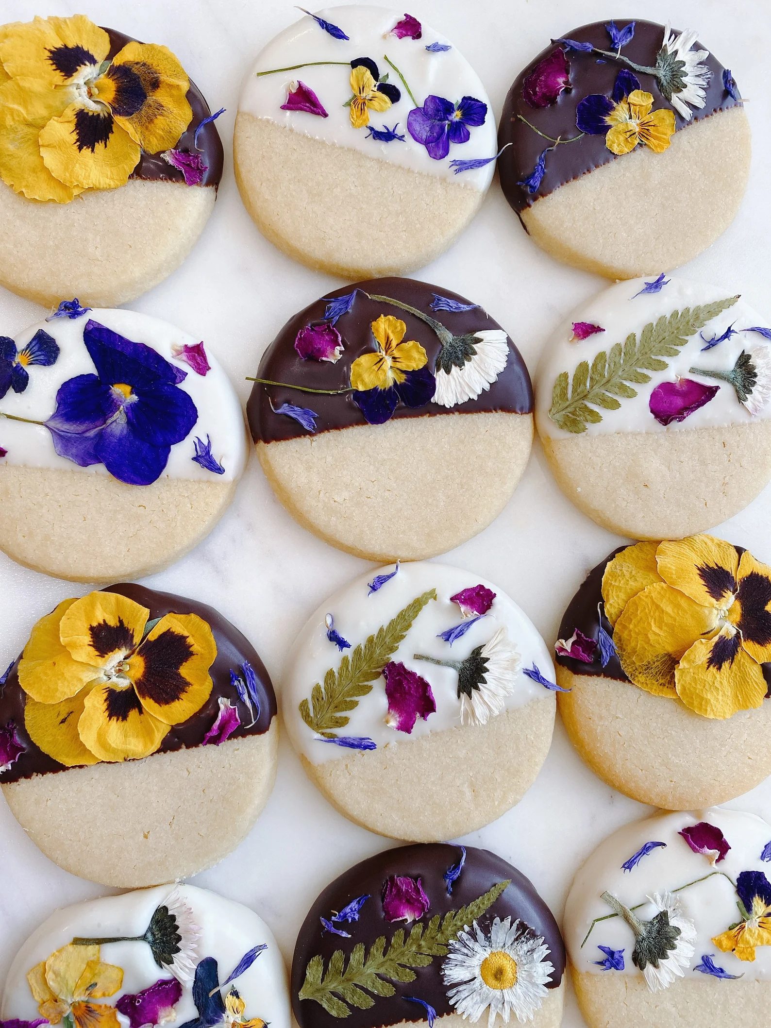 Pressed Flower Shortbread Cookies