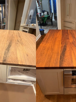 Butcher Block Island Refinishing Before & After