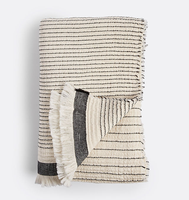 waffle black and cream throw blanket home decor