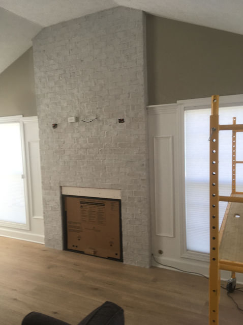 Before & After German Smearing(Brick Fireplace Whitewashing)