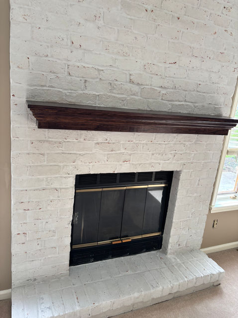 Before & After German Smearing (Brick Fireplace Whitewashing)