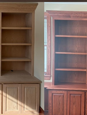 Before & After Bookshelf Stained & Finished