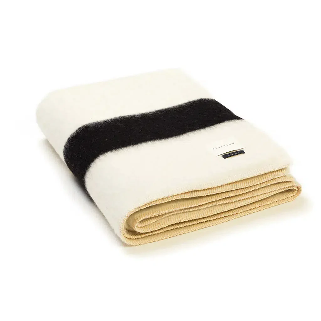 Ivory and Black Recycled Blanket