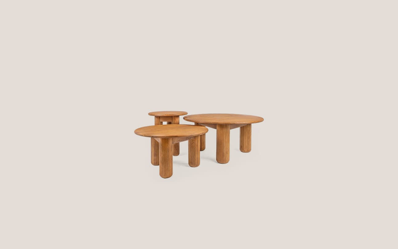 Dino Couchtisch Set, 3 tlg., 80/60/50x80/60/50x40/35/45cm