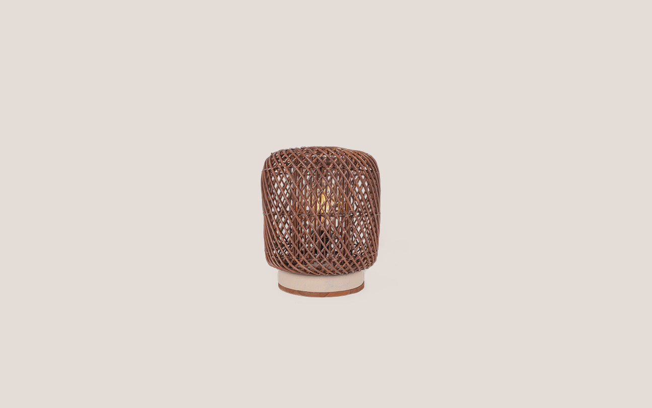 Palma Rattan Tischlampe Braun, 26x26x40cm