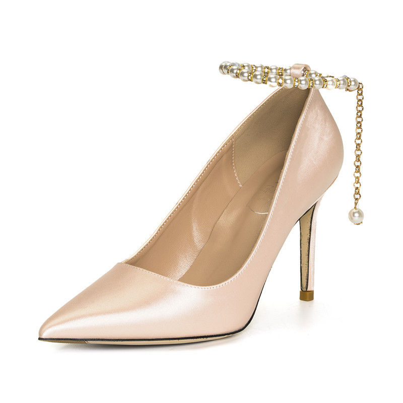 Thumbnail: 2023 Female High Heels Stilettos Pointed-Toe T-Strap edding Dress Shoes
