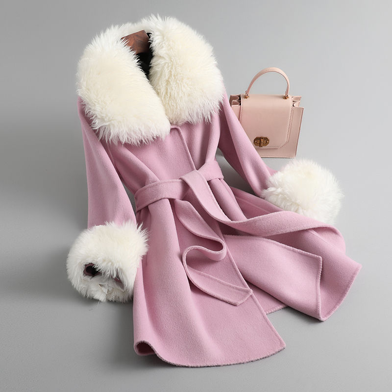 Thumbnail: PUDI Women Wool Fur Coat Jacket Female Winter Real Sheep Collar T