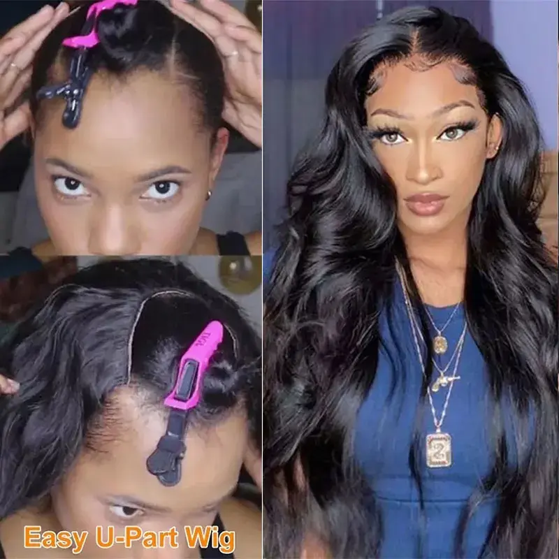 Thumbnail: Body Wave U Part Wigs 100% Human Hair Brazilian Wavy Virgin Hair