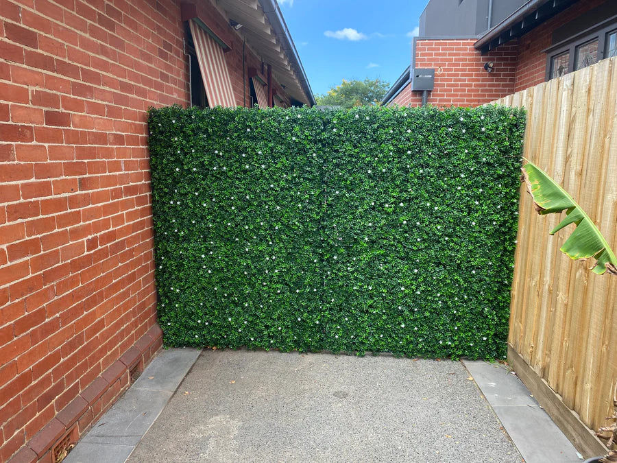 Thumbnail: White Flowering Artificial Boxwood Wall 40" X 40" 11SQ FT Commercial
