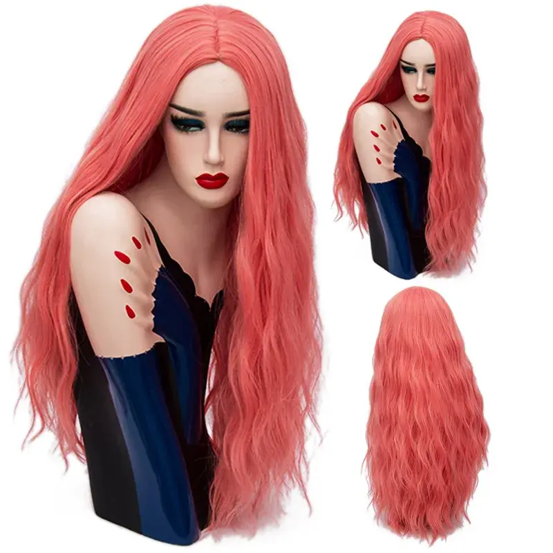 Thumbnail: MSIWIGS 70CM Long Pink Wavy Wigs Cosplay Lolita Synthetic Women