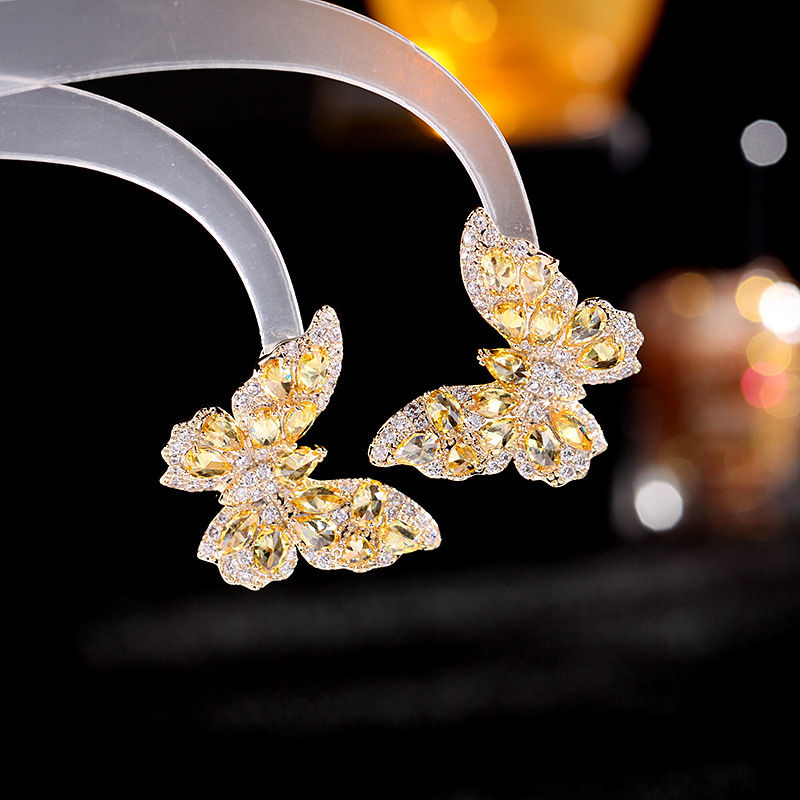 Thumbnail: Earrings Trendy 925 Sterling Silver Earring  Luxury Diamond  Butterfly