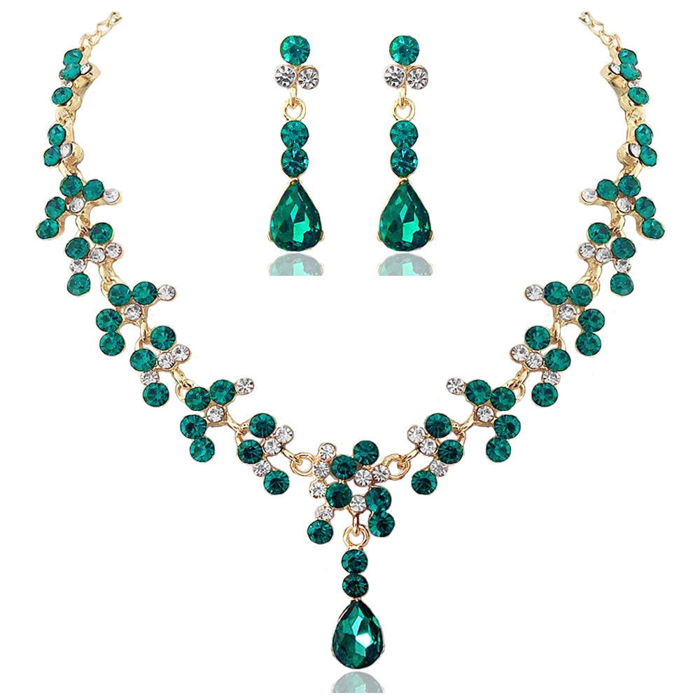 Fashion Crystal Bridal Wedding Jewelry Sets Women Gold Color