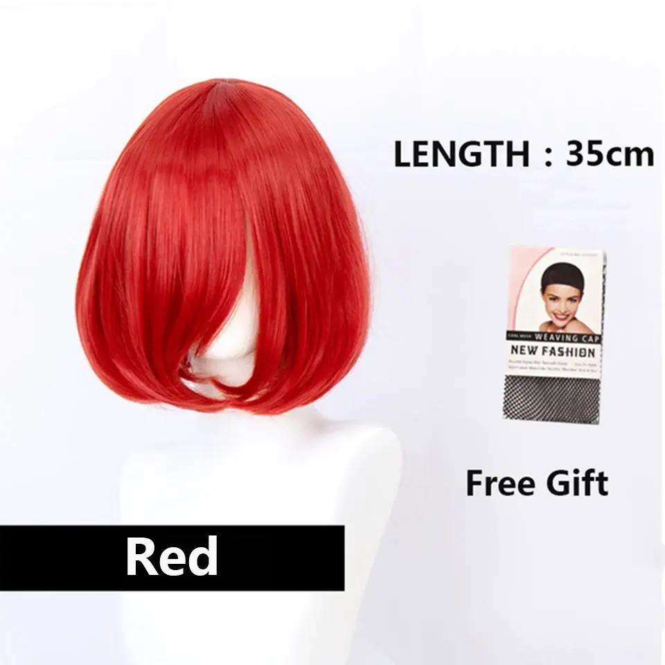 Thumbnail: LUPU Synthetic Wig Pink Red Black Blue Purple Blonde White Wig Female Short Bob
