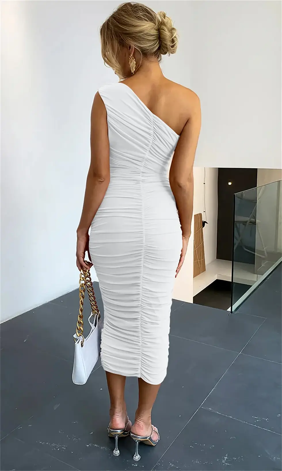 Miniature : Women's Sexy Bodycon One Shoulder Sleeveless Elegant Dresses