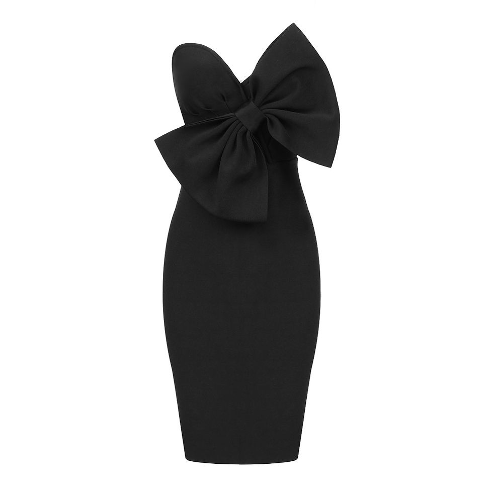 Thumbnail: Strapless Designer Women Bow Tie Mini Bandage Dress White Bow Wedding Dress