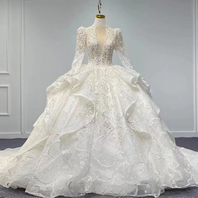 Thumbnail: Novia Vestido De Luxury Sequin Beaded Sexy Designer Plus Size Long