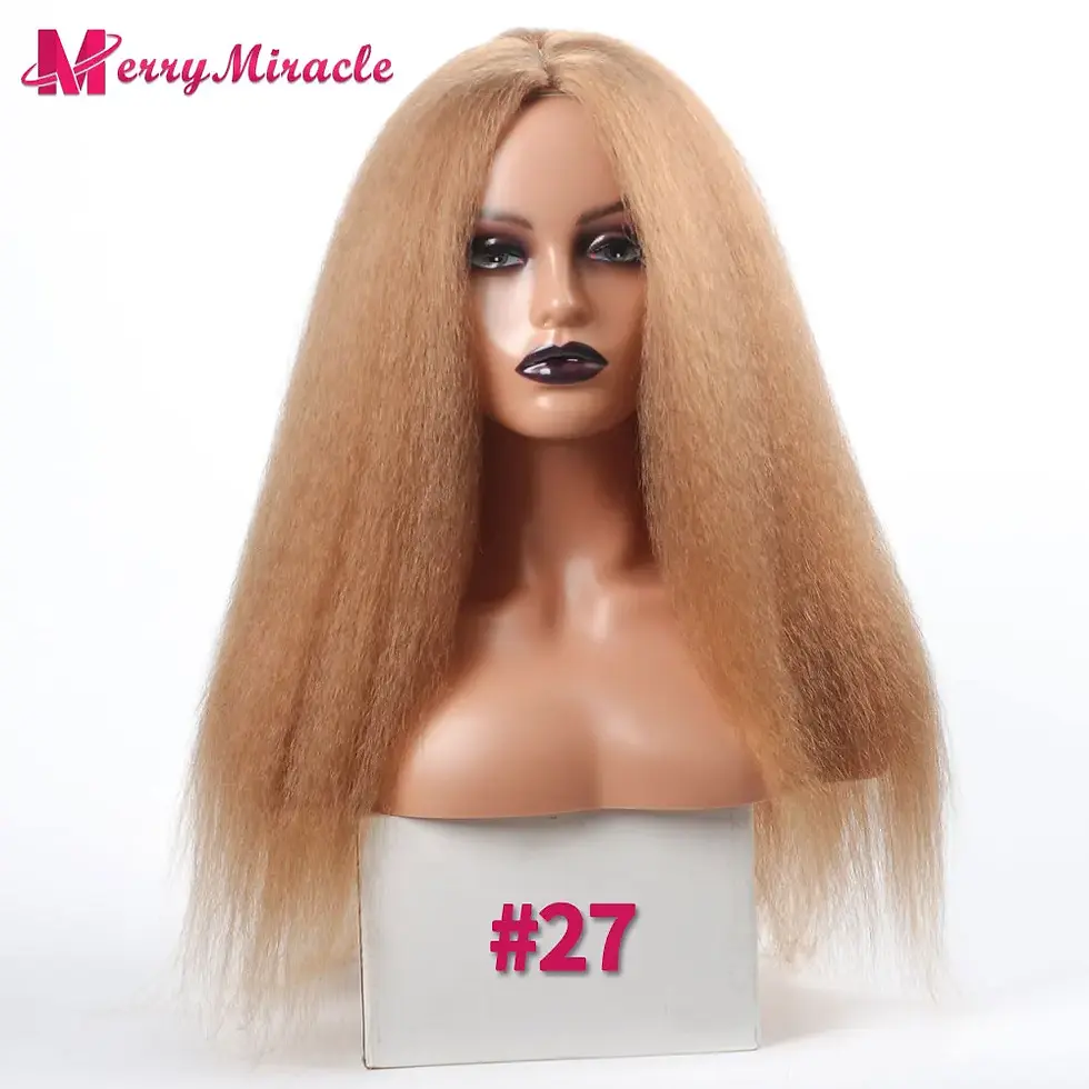 Thumbnail: Long Wig Kinky Straight Synthetic Hair for Women Afro Synthetic Str