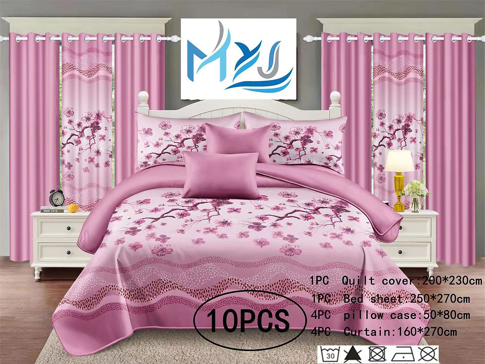 Thumbnail: American Styles Flower Colorful Green Flower Bed Sheets With Matching Durtains