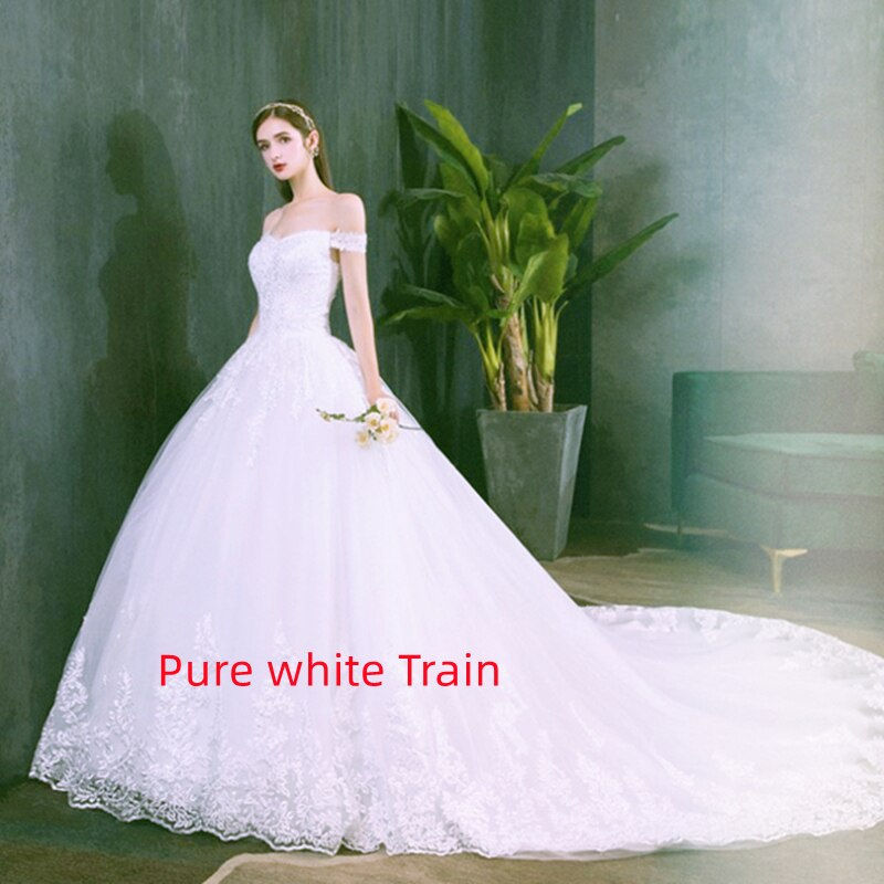 Thumbnail: Fasthion Elegant Luxury Appliques Lace Pluse Size Wedding Dress Fu