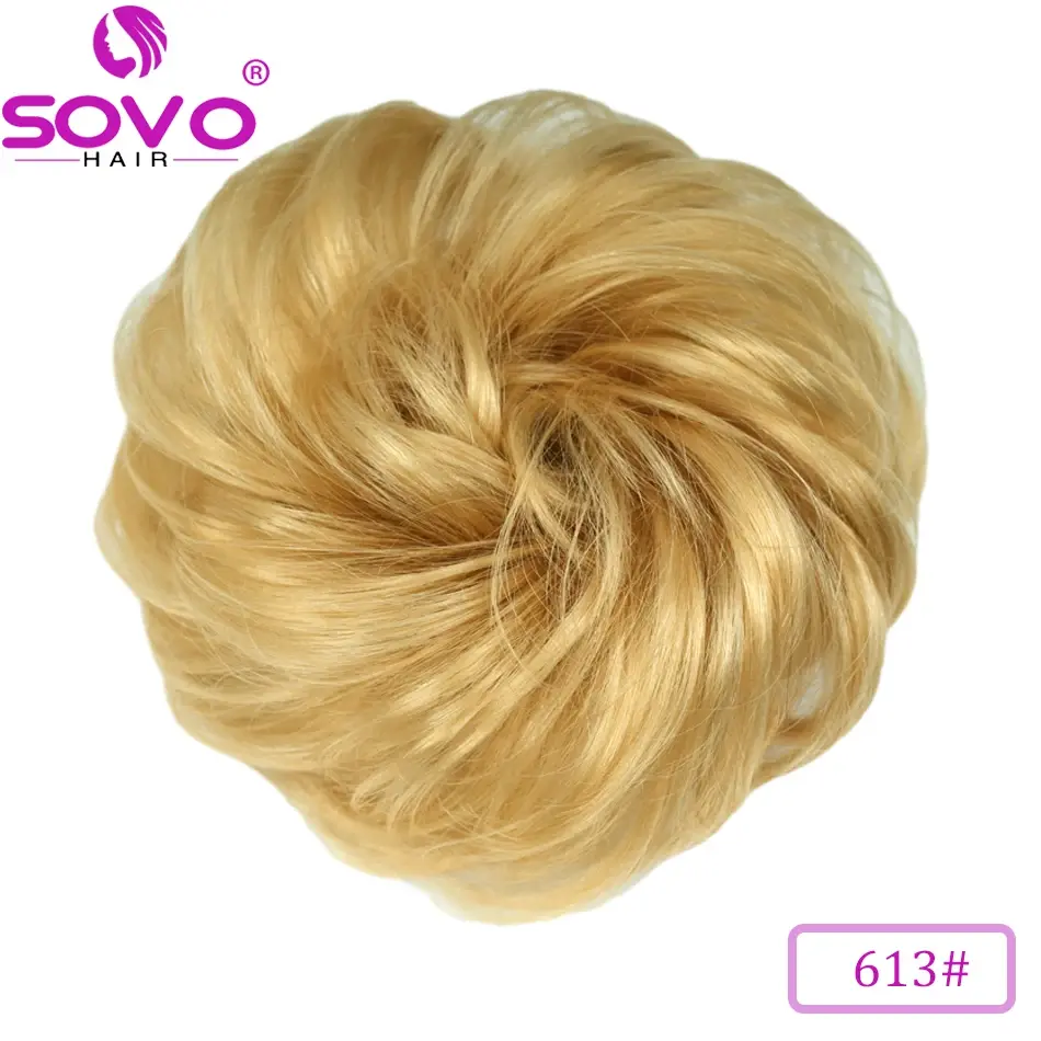 Thumbnail: 100% Human Hair Bun Real Hair Bun Extensions Natural Hair Brown
